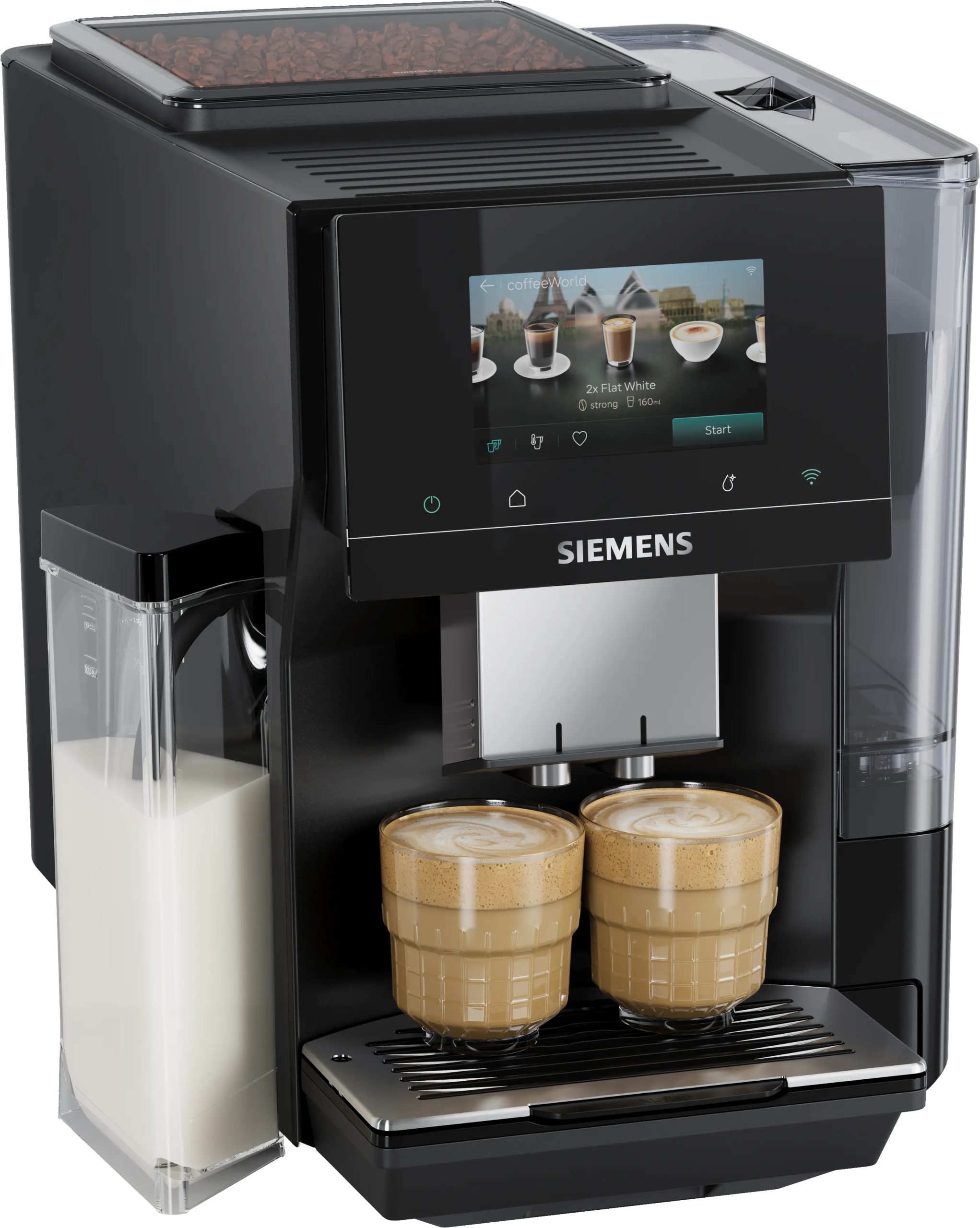SIEMENS TQ725E03 automata kávéfőző integrált tejhabosítóval, fekete