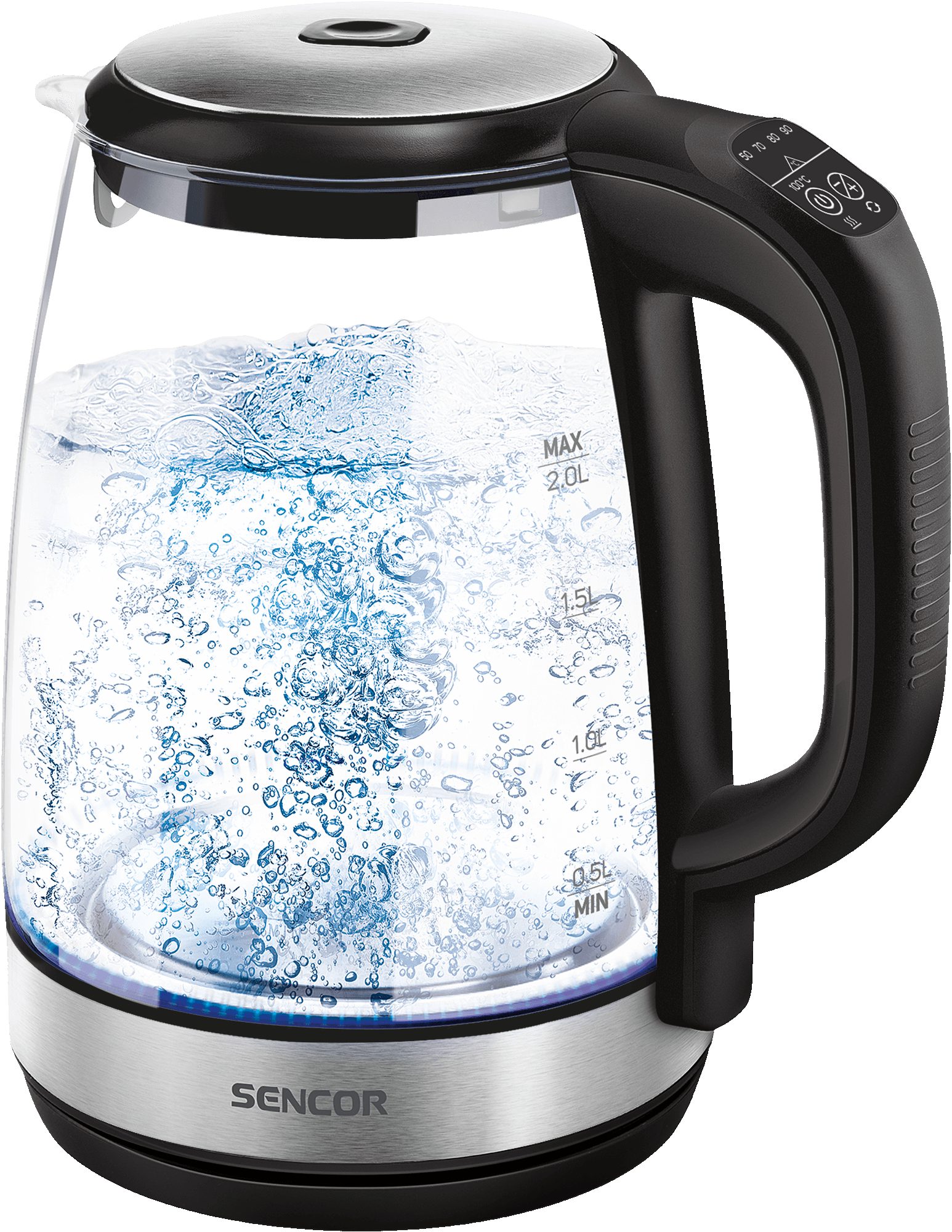 SENCOR SWK 2090BK üveg vízforraló hőfokszabályozással, 2 l