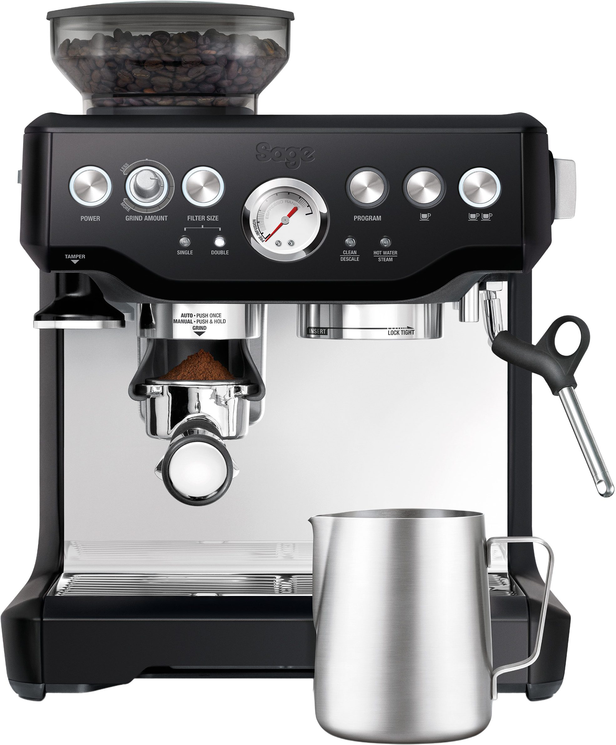 SAGE BES875BTR Barista Express eszpresszó kávéfőző beépített darálóval, fekete