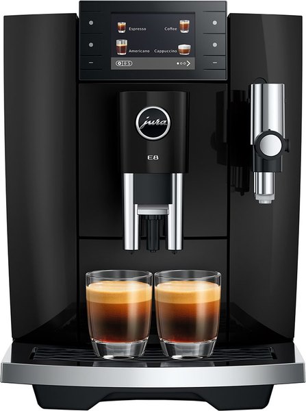 JURA E8 Piano Black (ED) automata kávéfőző 3,5 colos színes kijelzővel