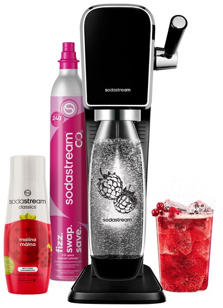 SODA STREAM SM ART Black Málna Zero Mpack szódagép málnás palackkal és szörppel
