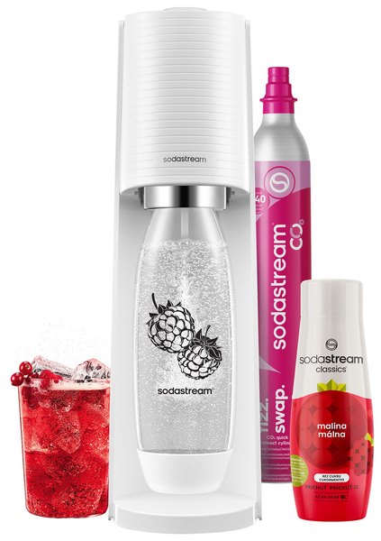 SODA STREAM SM TERRA White Málna Zero MP szódagép málnás palackkal és szörppel
