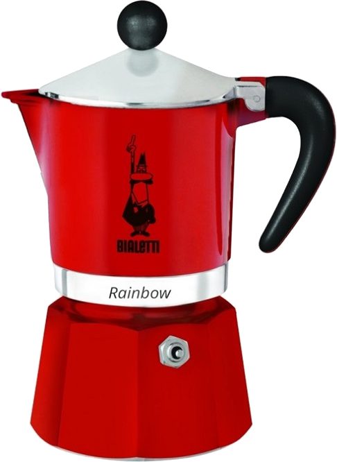 BIALETTI 0004962 Rainbow piros alumínium kotyogós kávéfőző, 3 adagos