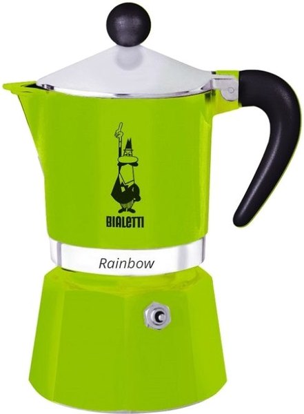 BIALETTI 0004973 Rainbow zöld alumínium kotyogós kávéfőző, 6 adagos