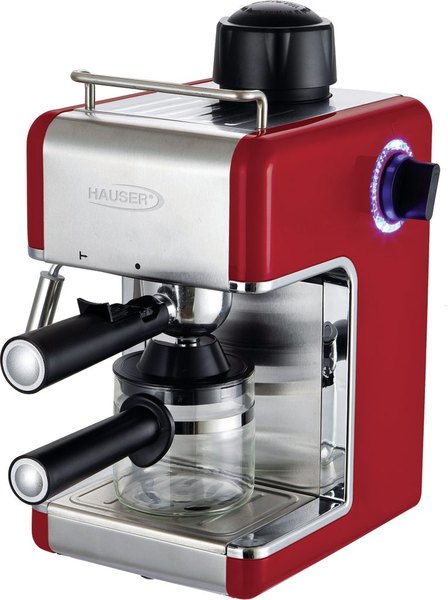 HAUSER CE-929 piros eszpresszó- és cappuccinókávéfőző gőzölővel
