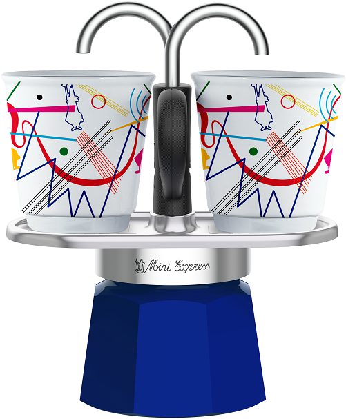 BIALETTI 1407/NP Mini Express Kandinsky kotyogós kávéfőző 2 porceláncsészével