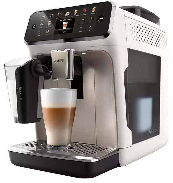 PHILIPS EP5543/90 5500 LatteGo automata kávégép 20 recepttel, fehér-krómozott kivitelben