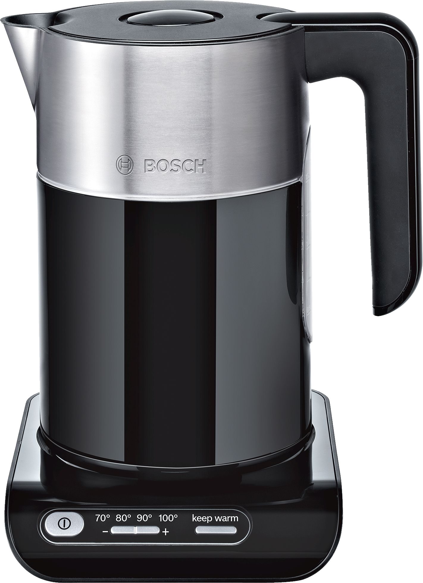 BOSCH TWK8613P hőmérséklet-szabályozós vízforraló, fekete-ezüst
