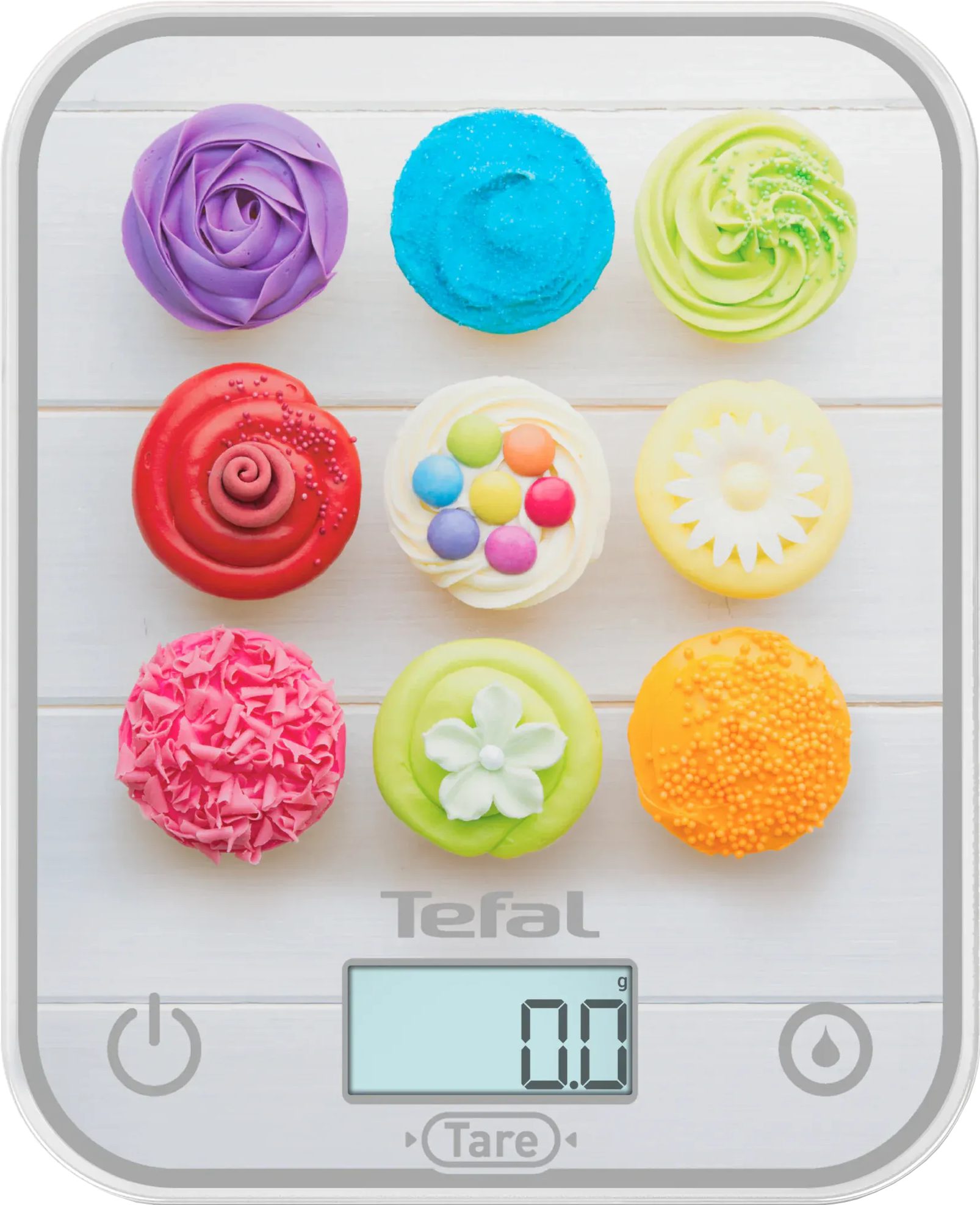 TEFAL BC50D4V0 Optiss mintás konyhai mérleg muffin motívummal