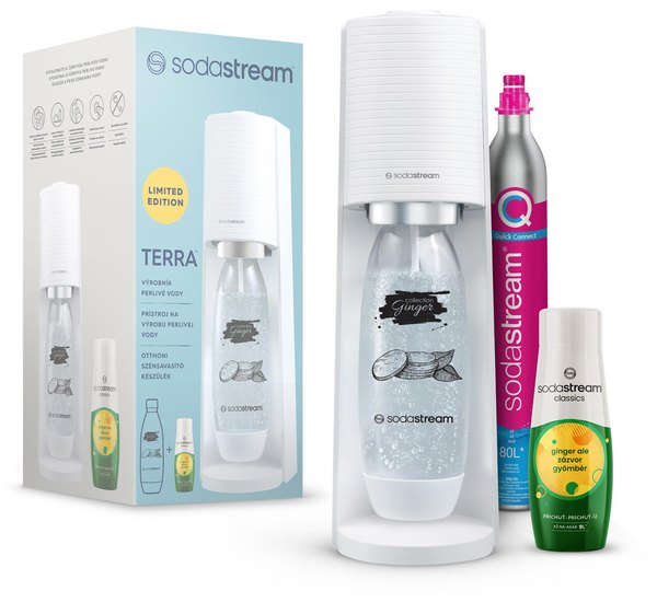 SODA STREAM SM TERRA WHITE GYÖMBÉR MEGAPACK fehér szódagépszett