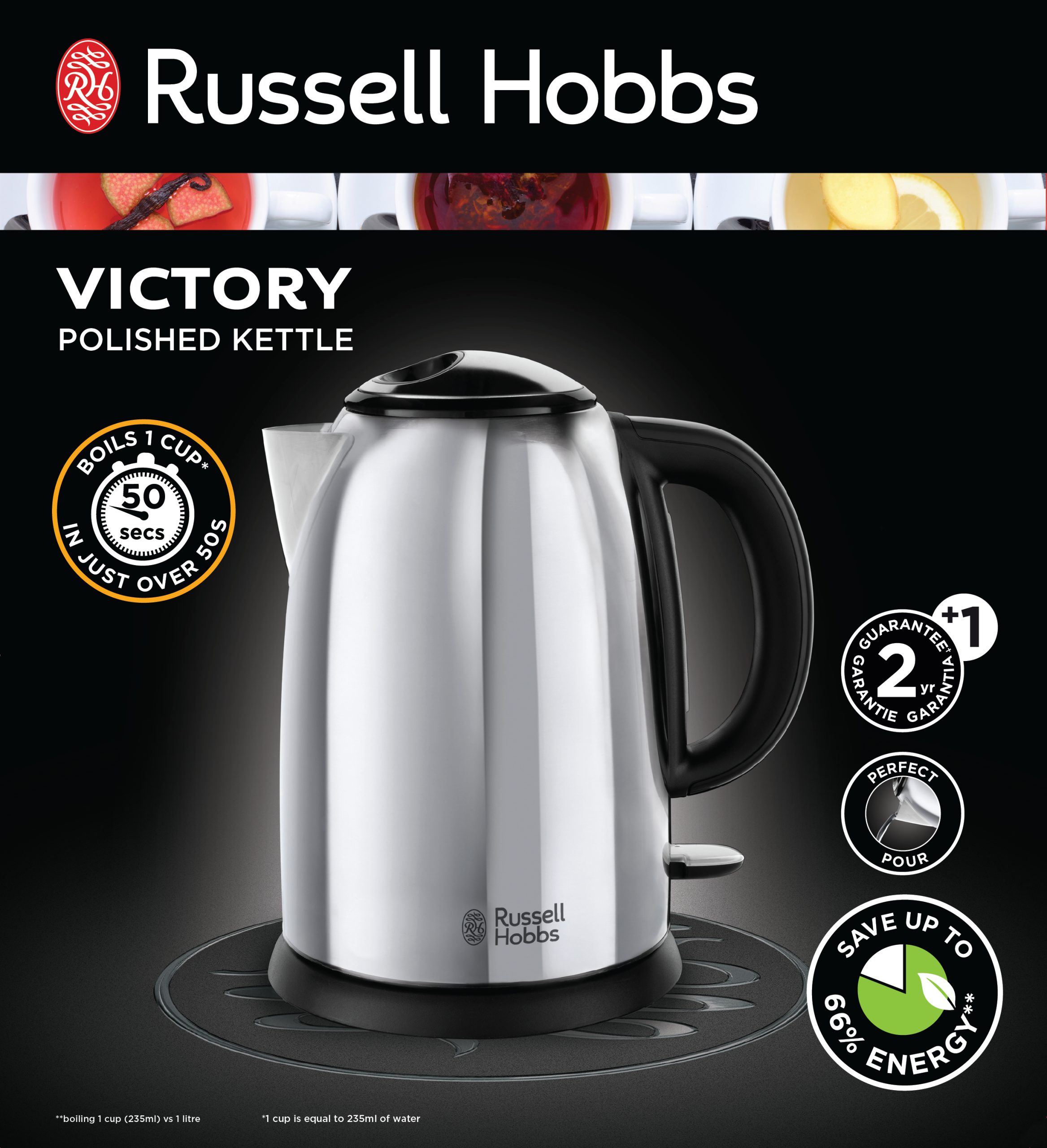 RUSSELL HOBBS 23930-70/RH Victory rozsdamentes acél vízforraló, 1,7 l