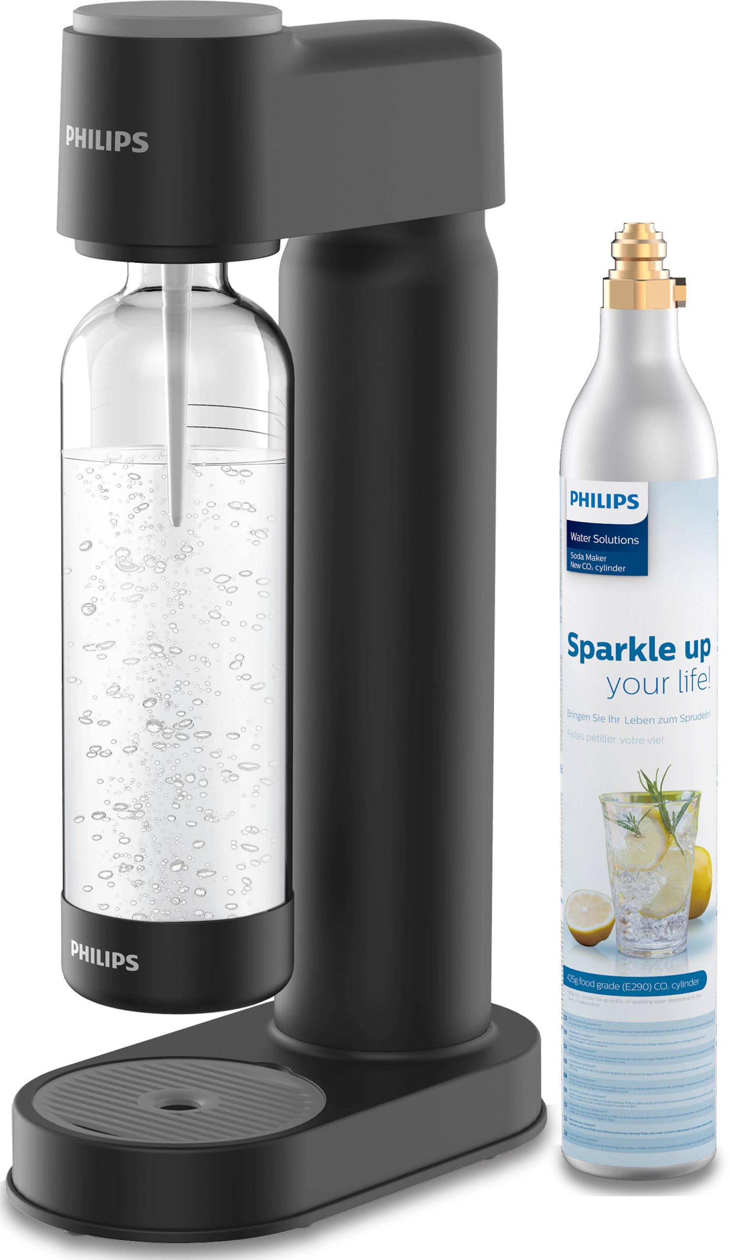 PHILIPS ADD4901 GoZero Lite fekete szódagép 1 literes palackkal