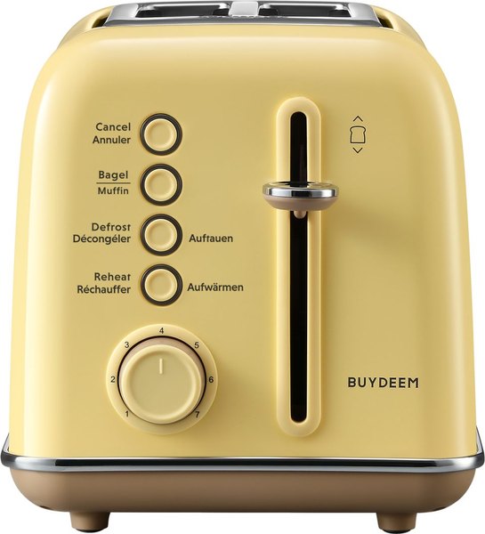 BUYDEEM DT620E-MY/EU két szelet befogadására alkalmas sárga kenyérpirító