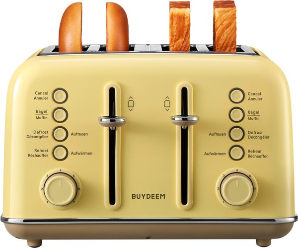 BUYDEEM DT640E-MY/EU négyszeletes, sárga kenyérpirító 7 pirítási fokozattal