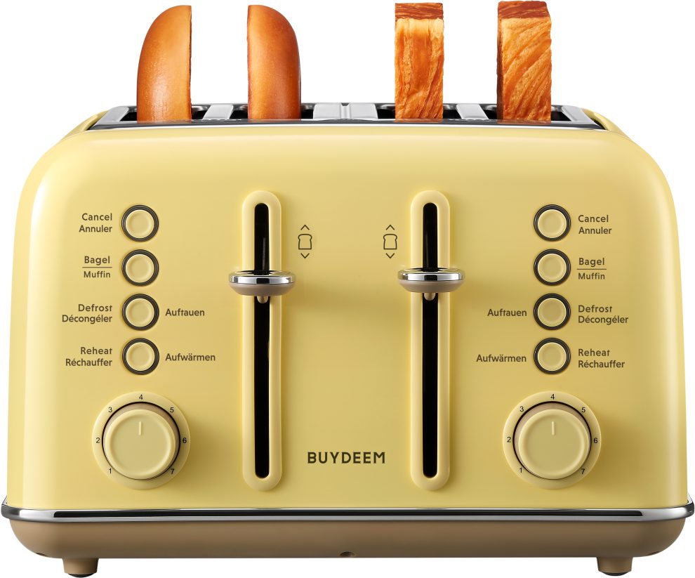 BUYDEEM DT640E-MY/EU négyszeletes, sárga kenyérpirító 7 pirítási fokozattal