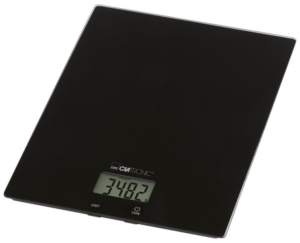 CLATRONIC KW 3820 extra lapos üveg konyhai mérleg, fekete