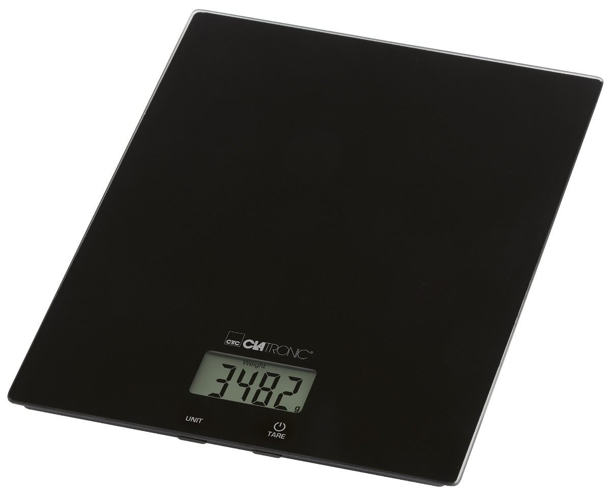 CLATRONIC KW 3820 extra lapos üveg konyhai mérleg, fekete
