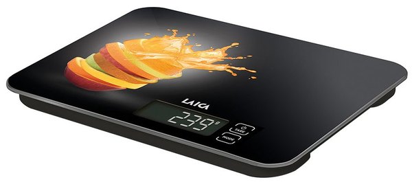 LAICA KS5015L digitális konyhamérleg narancsszínű mintával, 15 kg-os kapacitással