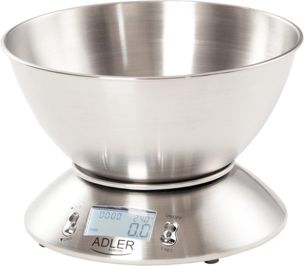 ADLER AD3134 inox tálas konyhai mérleg, 5 kg-os kapacitással