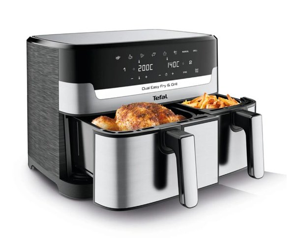 TEFAL EY905D10 Dual Easy Fry & Grill kétkosaras forrólevegős fritőz, 8,3 l