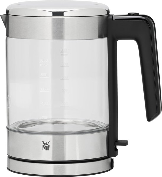 WMF KITCHENminis® 1 l-es üveg vízforraló Cromargan® burkolattal
