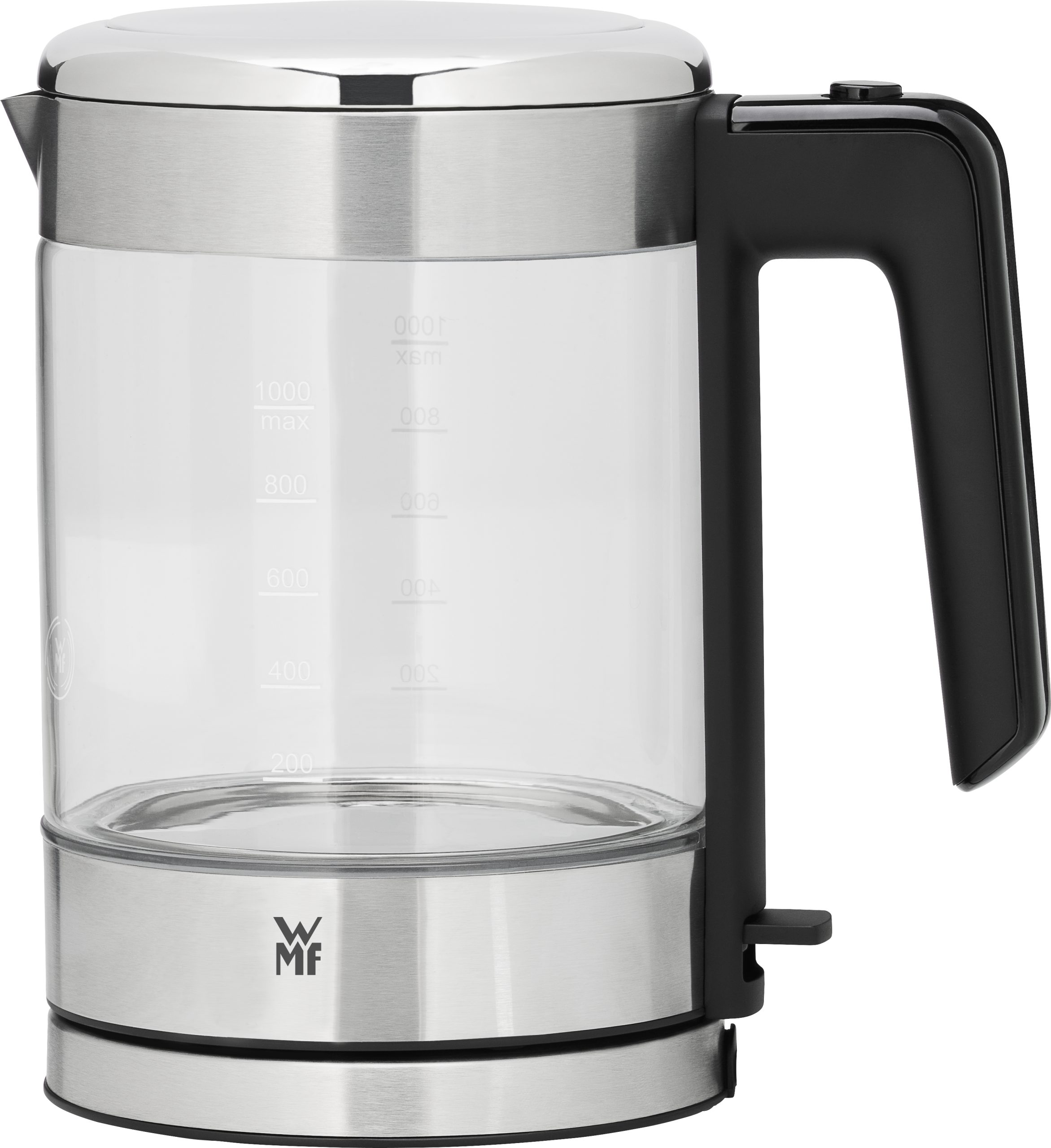 WMF KITCHENminis® 1 l-es üveg vízforraló Cromargan® burkolattal