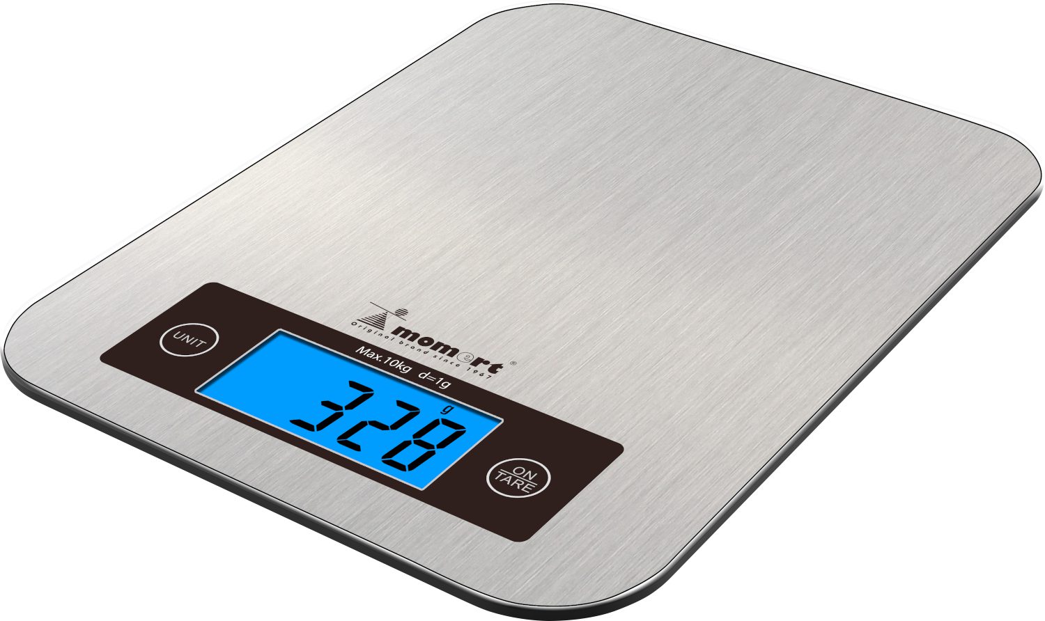 MOMERT 6858 elektronikus konyhai mérleg rozsdamentes felülettel, 10 kg-os kapacitással