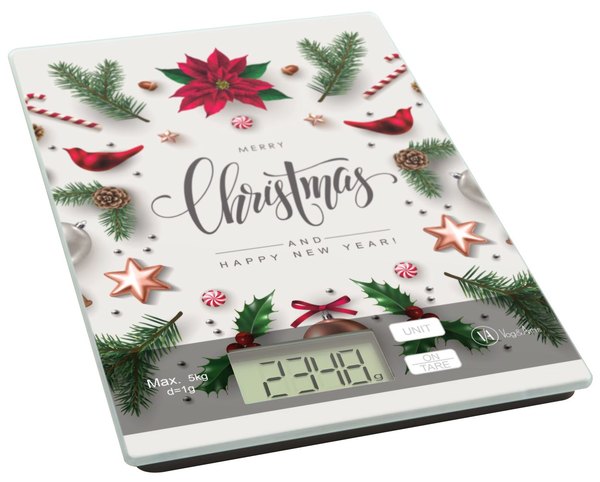 VOG UND ARTHS 57267P karácsonyi mintás konyhai mérleg, 5 kg