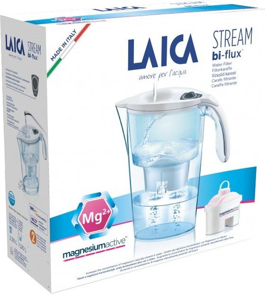 LAICA Stream Line fehér vízszűrő kancsó mechanikus szűrőcsere-kijelzővel