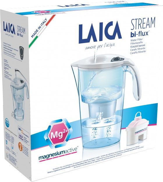 LAICA Stream Line fehér vízszűrő kancsó mechanikus szűrőcsere-kijelzővel