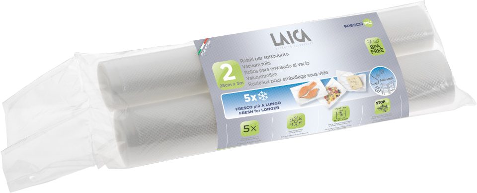 LAICA légcsatornás, extra erős, BPA-mentes vákuumfólia-tekercs, 28 × 300 cm, 2 db