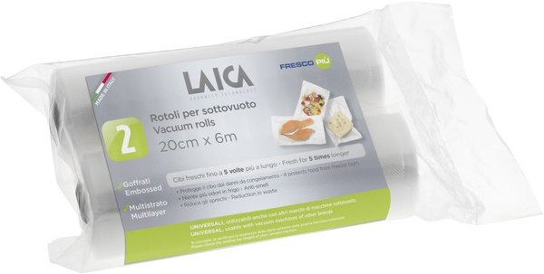 LAICA VT35083 extra erős, BPA-mentes légcsatornás vákuumfólia, 20 × 600 cm, 2 tekercs