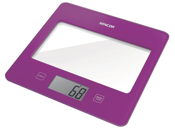 SENCOR SKS 5035VT lila digitális konyhai mérleg edzett üvegfelülettel