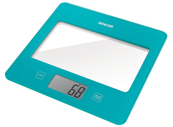SENCOR SKS 5037TQ türkiz digitális konyhai mérleg edzett üvegfelülettel