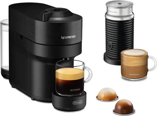 DE-LONGHI Nespresso Vertuo Pop&Aeroccino3 ENV90.BAE kapszulás kávéfőző tejhabosítóval, fekete