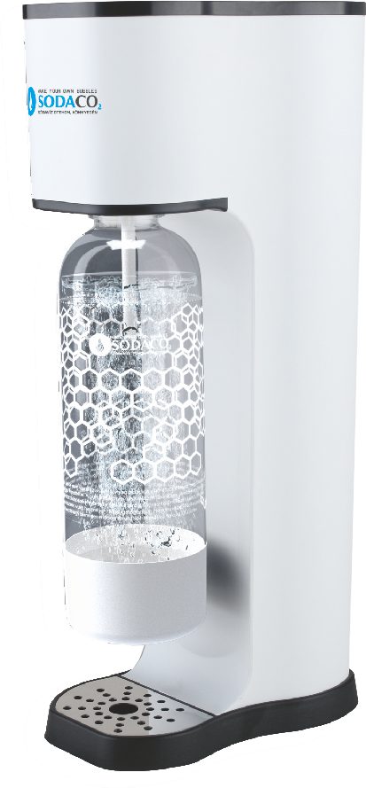 SODACO K100W King fehér otthoni szódagép CO2-patronnal és 1 literes flakonnal
