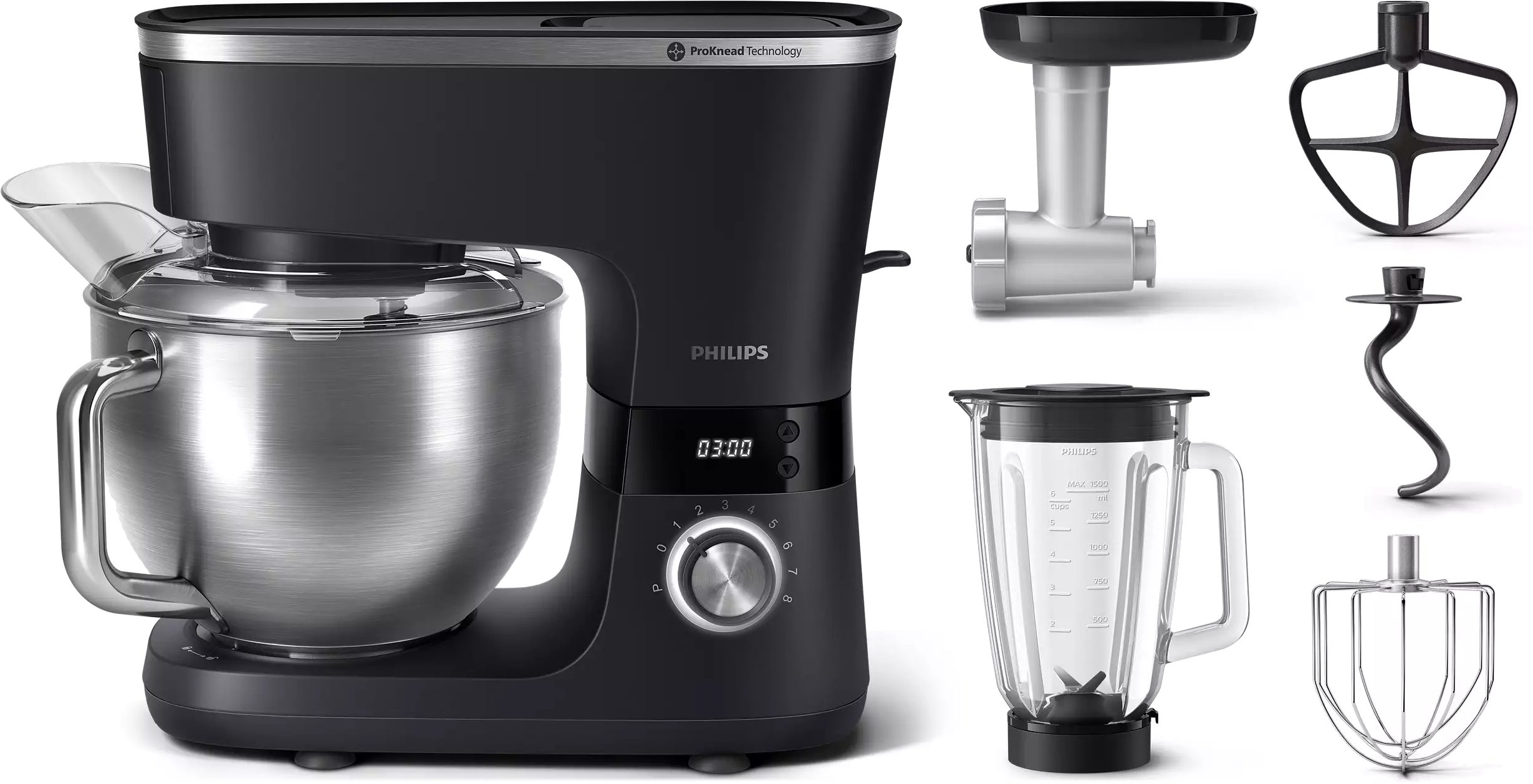 PHILIPS HR7962/21 7000 ProKnead konyhai robotgép turmixkehellyel és húsdarálóval