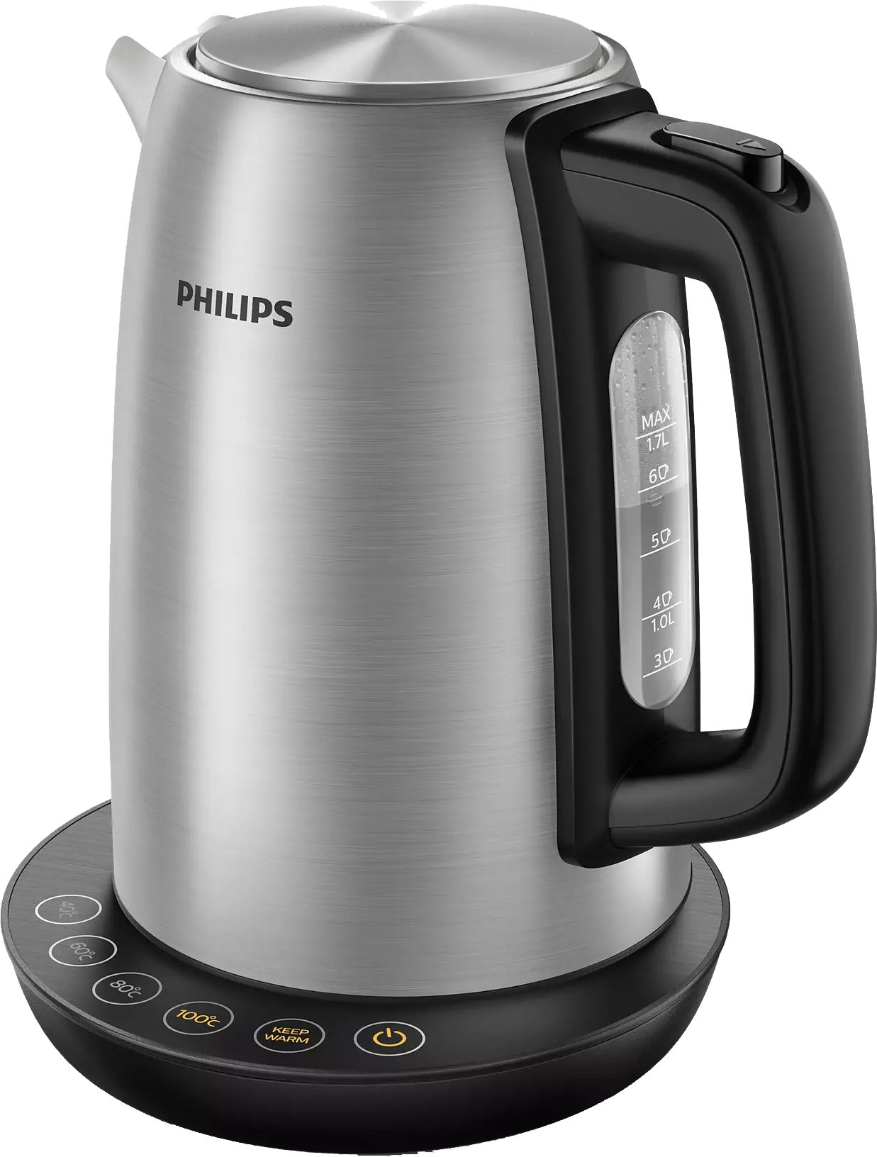 PHILIPS HD9359/90 Avance Collection 1,7 literes vízforraló hőfokválasztással, 2200 W, ezüst/fekete