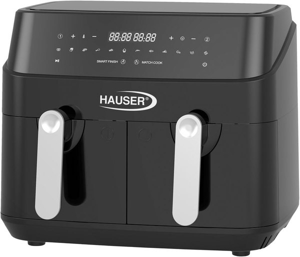 HAUSER AF-2450 kétkosaras forrólevegős sütő, 9 liter, fekete