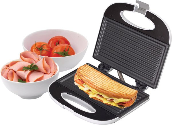 HOME HG P 01 panini szendvicssütő, 750 W, fehér