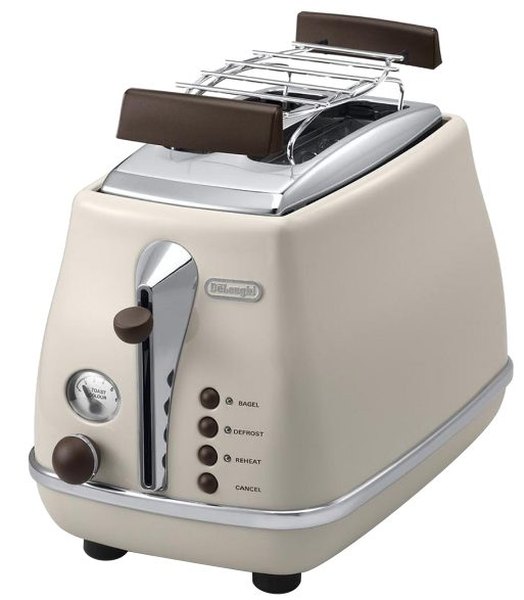 DE-LONGHI CTOV 2103.BG Icona Vintage kétszeletes kenyérpirító zsemlemelegítővel