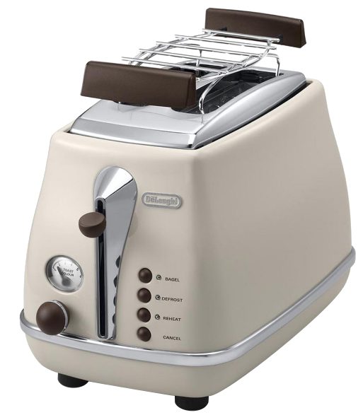 DE-LONGHI CTOV 2103.BG Icona Vintage kétszeletes kenyérpirító zsemlemelegítővel