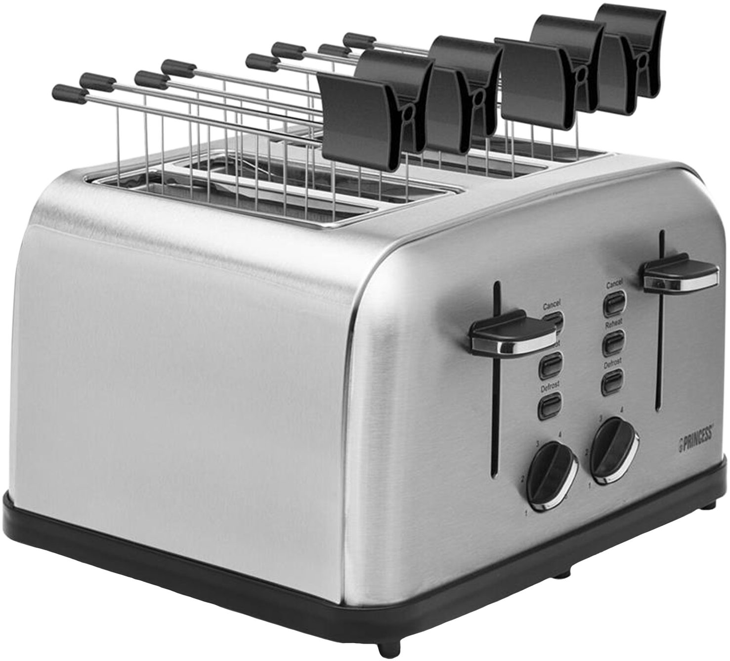 PRINCESS 0114235501001 Steel Style 2 négyszeletes kenyérpirító, 1750 W, ezüst