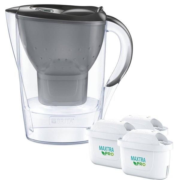 BRITA Marella Cool BR1052796 vízszűrő kancsó, 2,4 l, 3 Maxtra PRO patronnal, szürke