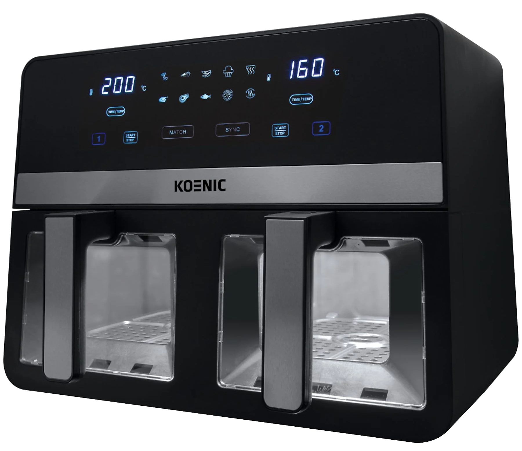 KOENIC KAF 924224 B forrólevegős sütő két önálló zónával, 9 l