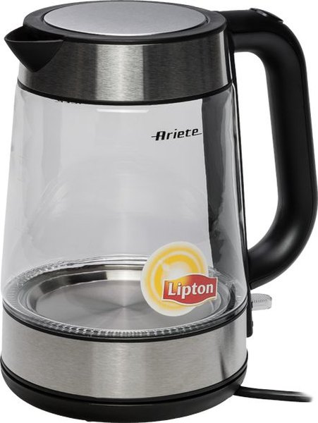 ARIETE 2874 üveg vízforraló inox részletekkel, 1,7 literes kapacitással