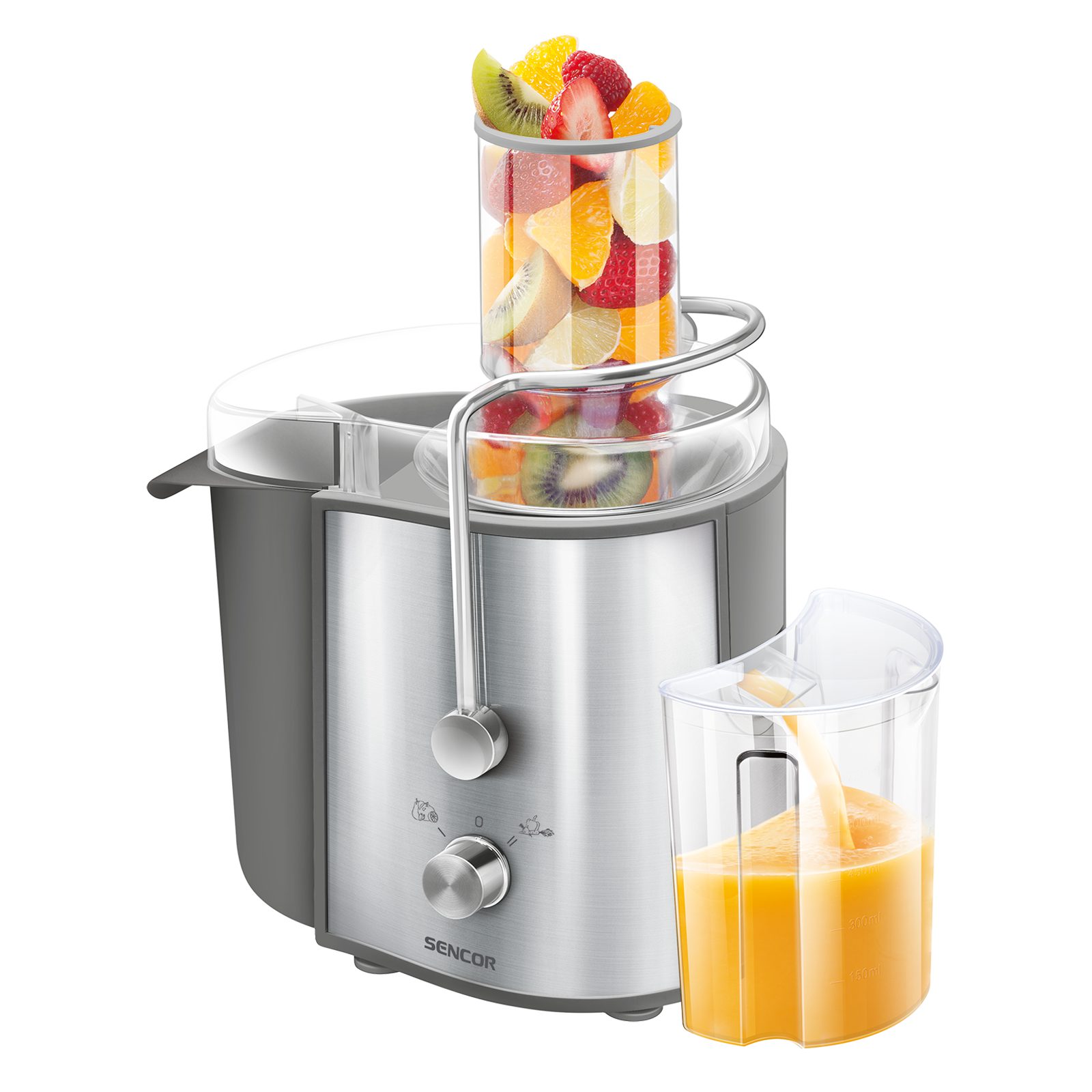 SENCOR SJE 1055SS inox gyümölcscentrifuga 800 W teljesítménnyel
