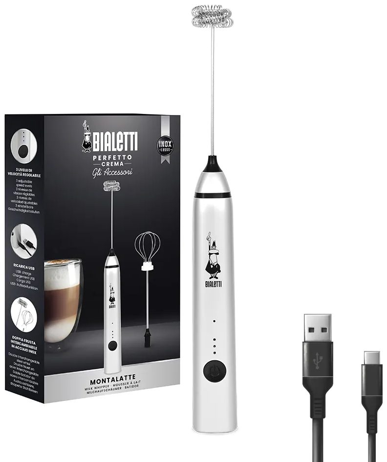 BIALETTI Mini Kézi tejhabosító PRO SILVER, 3 sebességfokozattal