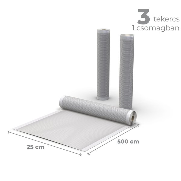 AENO AVSR25X500 átlátszó, 7 rétegű vákuumfólia-tekercs, 3 db