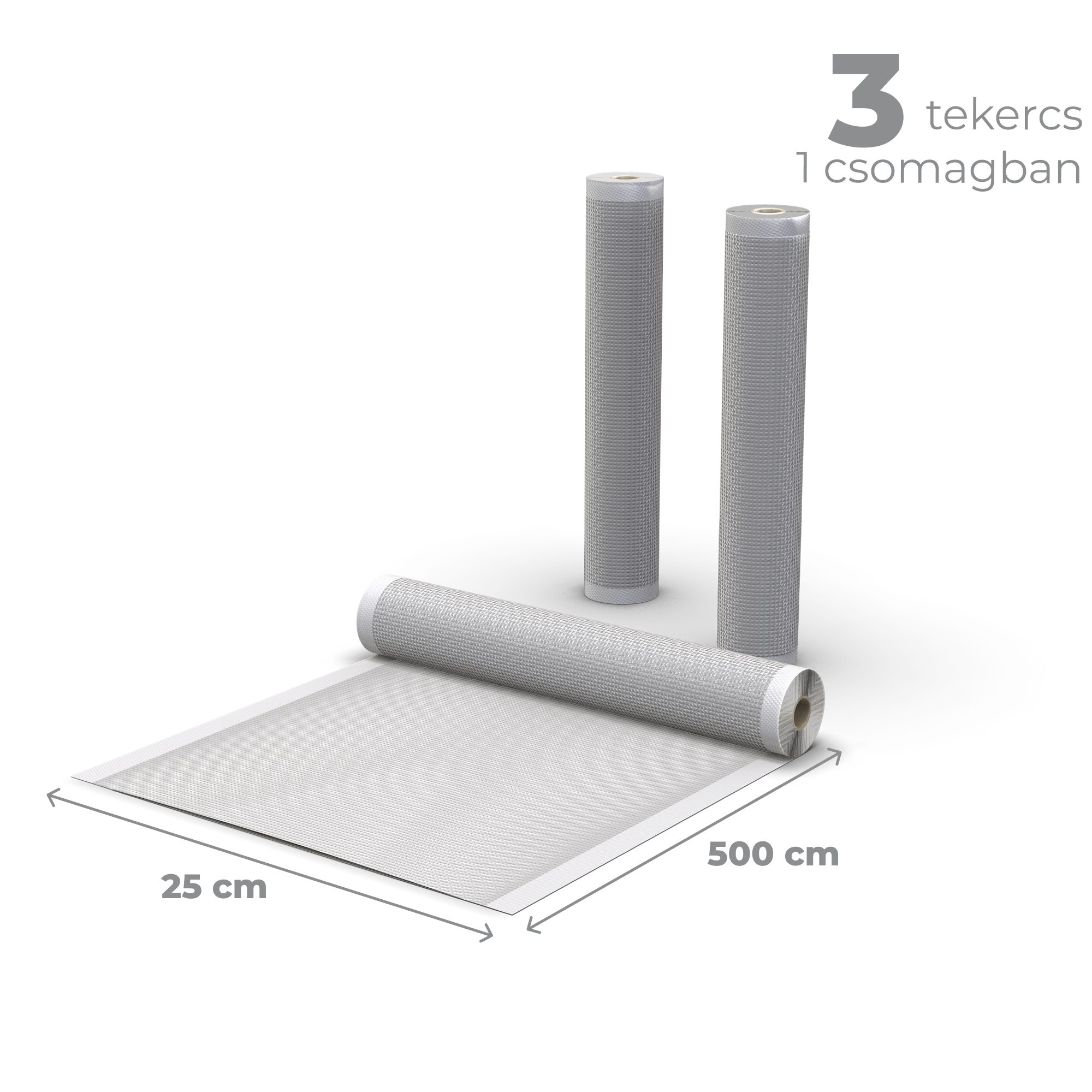AENO AVSR25X500 átlátszó, 7 rétegű vákuumfólia-tekercs, 3 db